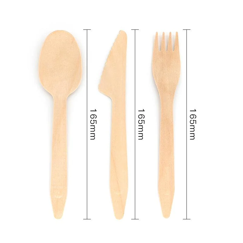 Disposable Wooden 165mm Knife Fork Spoon Eco-Friendly for Camping