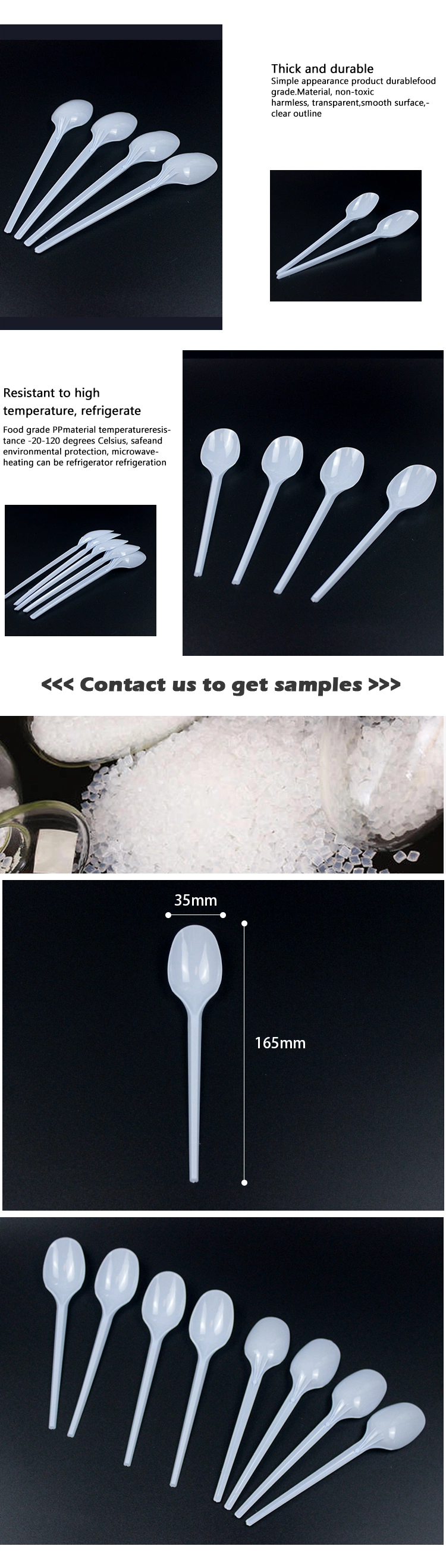 Disposable Light Weight Plastic Cutlery PP 2g 165mm Tea Spoon